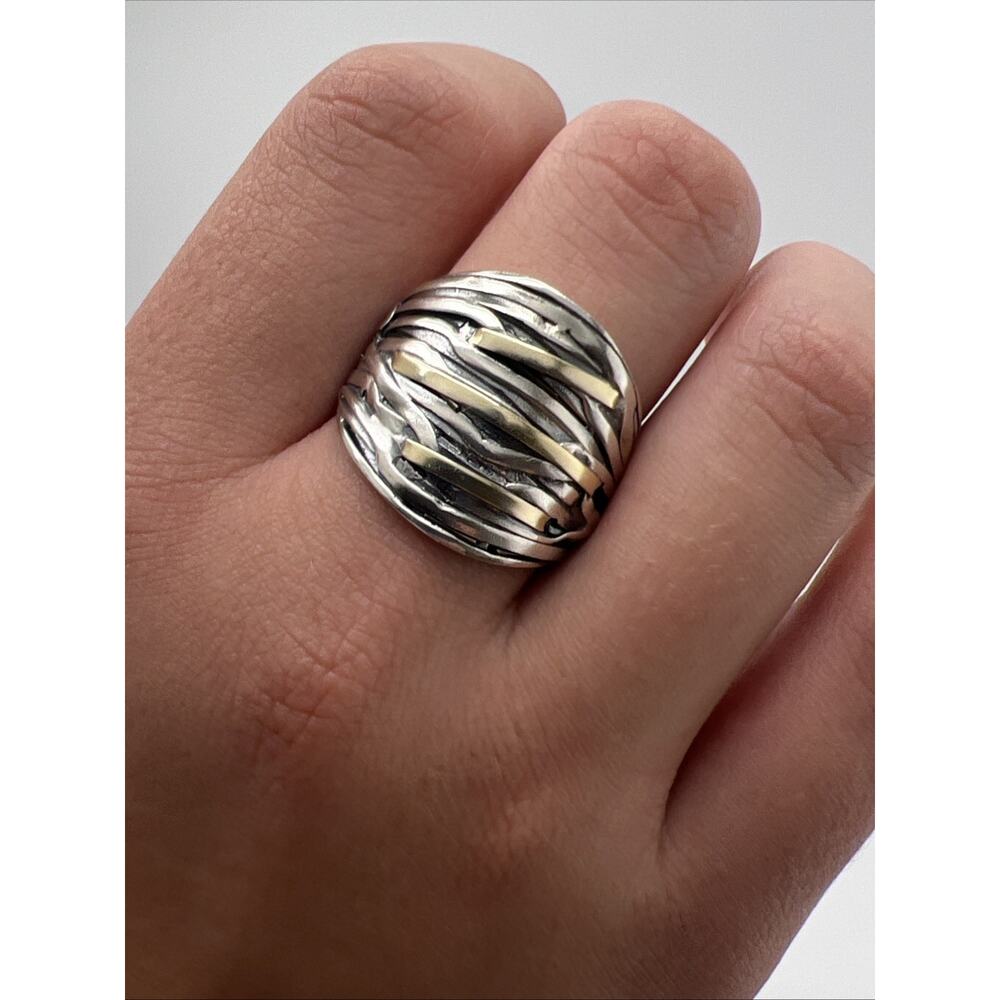 Large 14kt Gold Sterling Silver 925 SP Ring Handmade Size 11 SIGNED SP